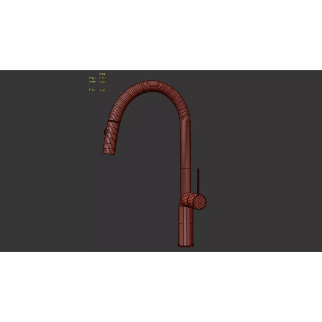 Granula 9010 Kitchen Mixer 3D Model – Stainless Steel Faucet, PBR