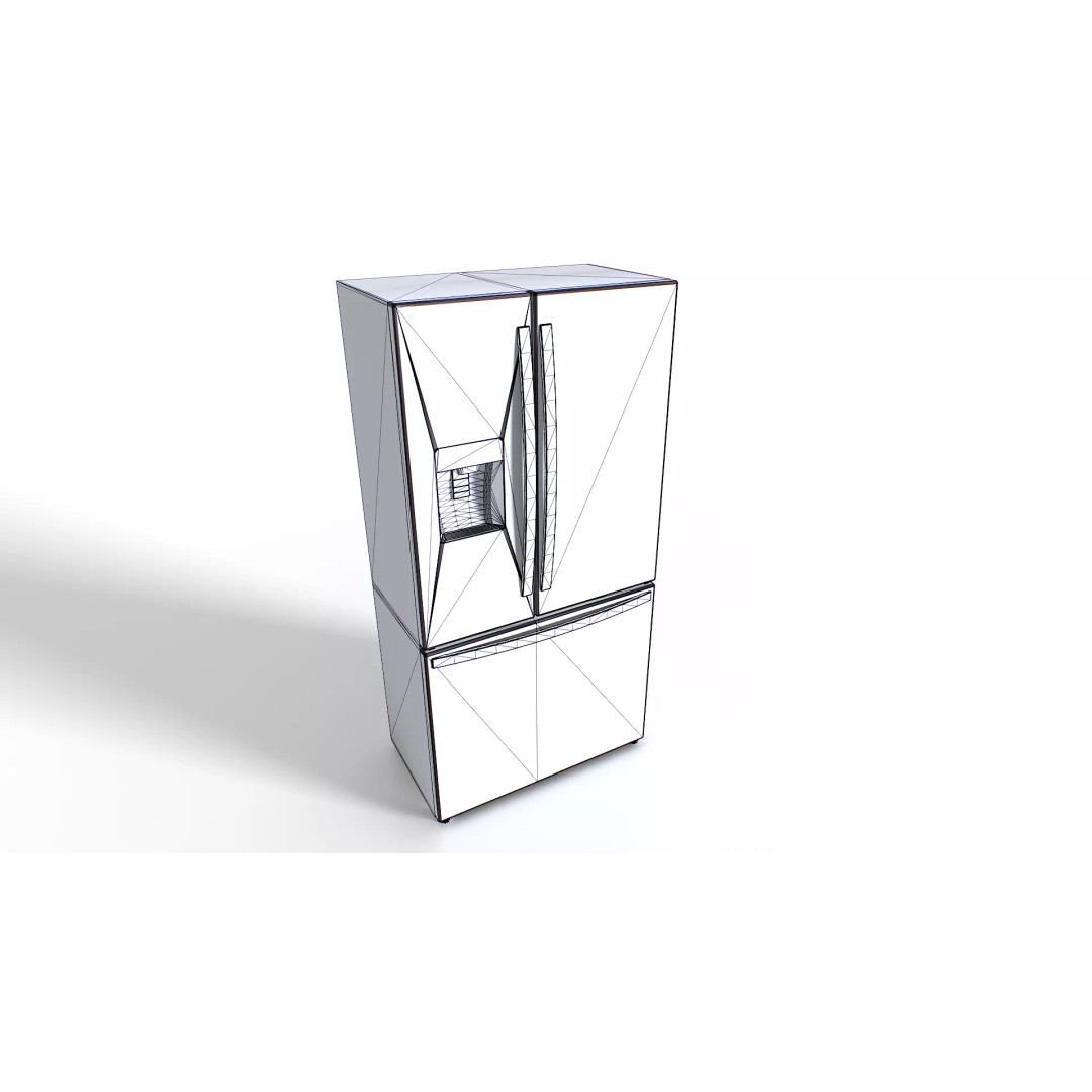 American Fridge 3D Model – Low Poly Appliance with PBR Textures