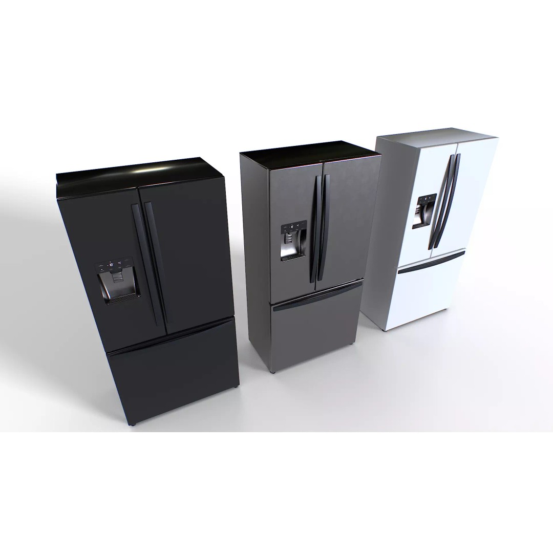 American Fridge 3D Model – Low Poly Appliance with PBR Textures - View 2