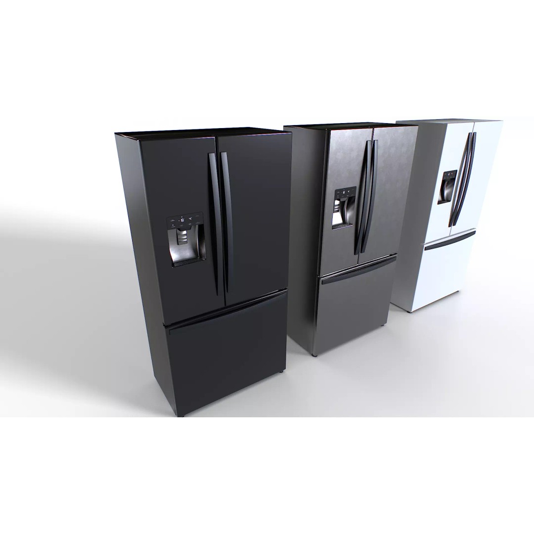 American Fridge 3D Model – Low Poly Appliance with PBR Textures - View 3