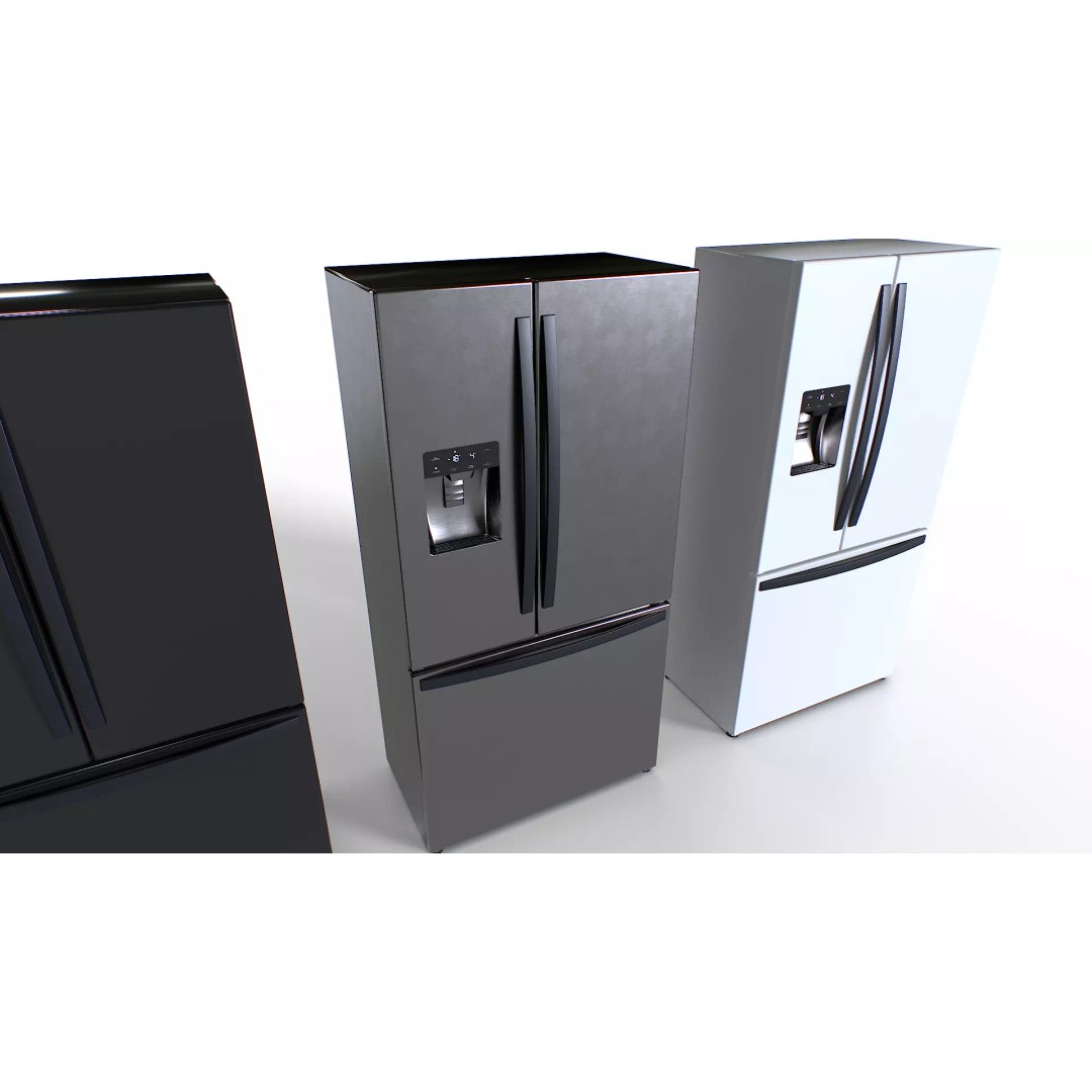 American Fridge 3D Model – Low Poly Appliance with PBR Textures - View 4