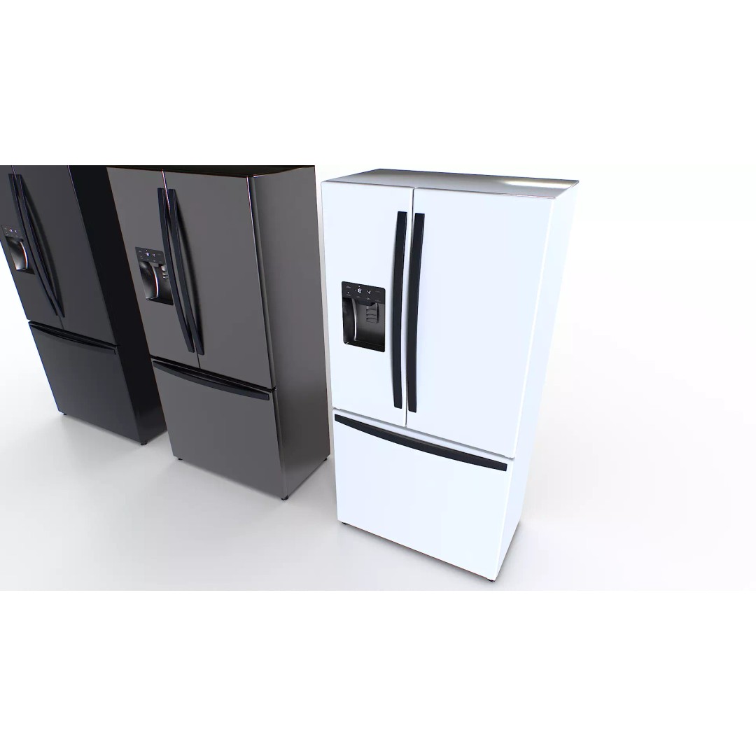 American Fridge 3D Model – Low Poly Appliance with PBR Textures - View 6