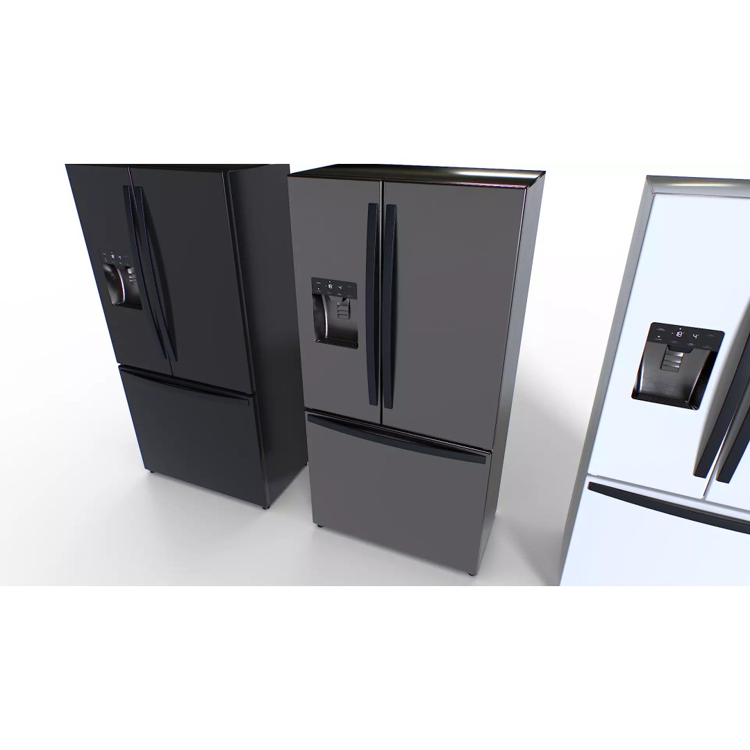 American Fridge 3D Model – Low Poly Appliance with PBR Textures - View 7