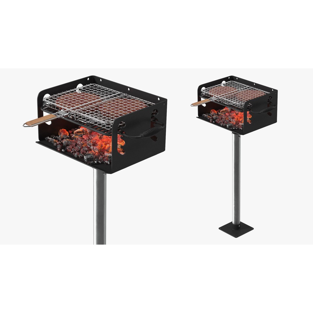Charcoal Grill 3D Model – PBR Barbecue Tool with Burger Patties - View 11