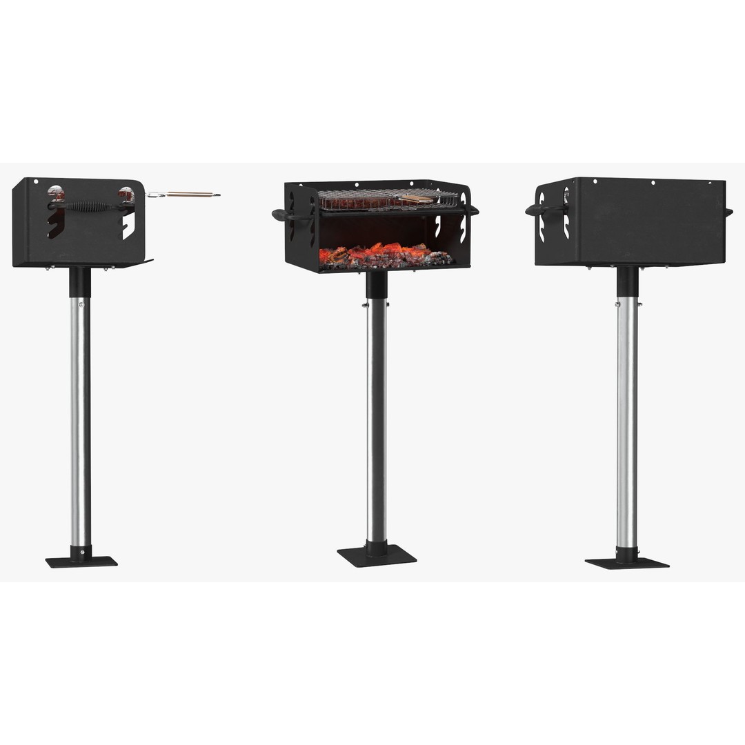 Charcoal Grill 3D Model – PBR Barbecue Tool with Burger Patties - View 12