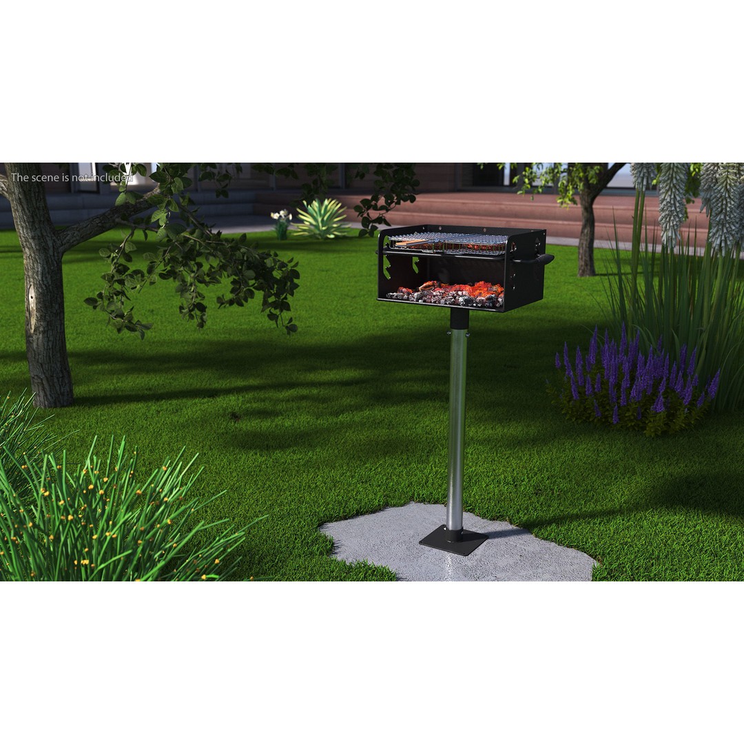 Charcoal Grill 3D Model – PBR Barbecue Tool with Burger Patties - View 2