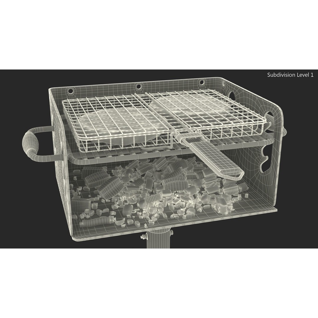 Charcoal Grill 3D Model – PBR Barbecue Tool with Burger Patties - View 24