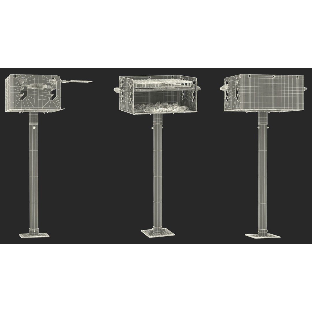 Charcoal Grill 3D Model – PBR Barbecue Tool with Burger Patties - View 32