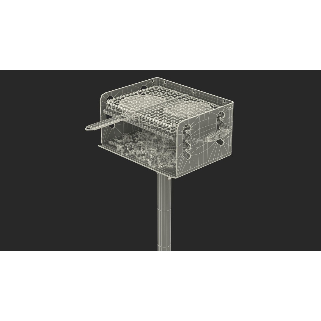 Charcoal Grill 3D Model – PBR Barbecue Tool with Burger Patties - View 33
