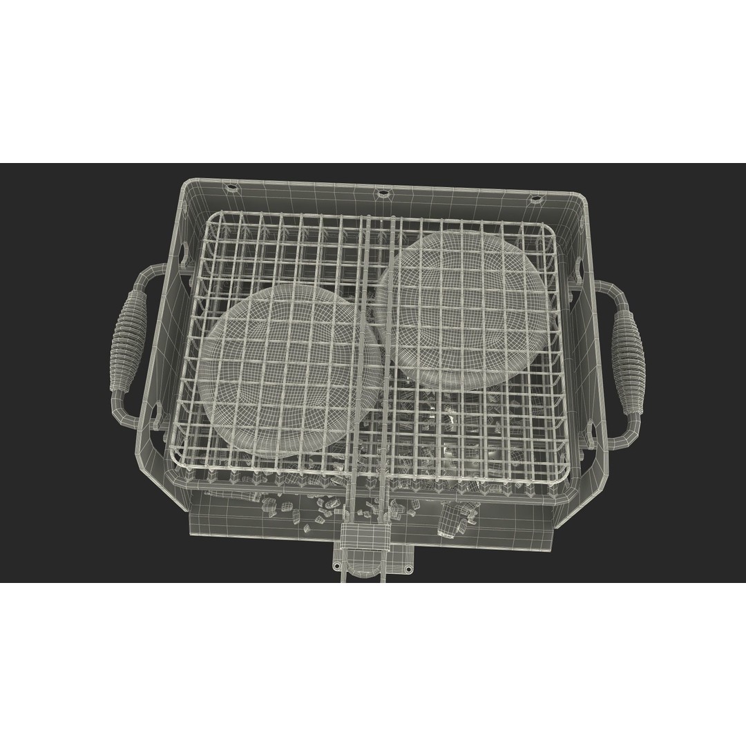 Charcoal Grill 3D Model – PBR Barbecue Tool with Burger Patties - View 34