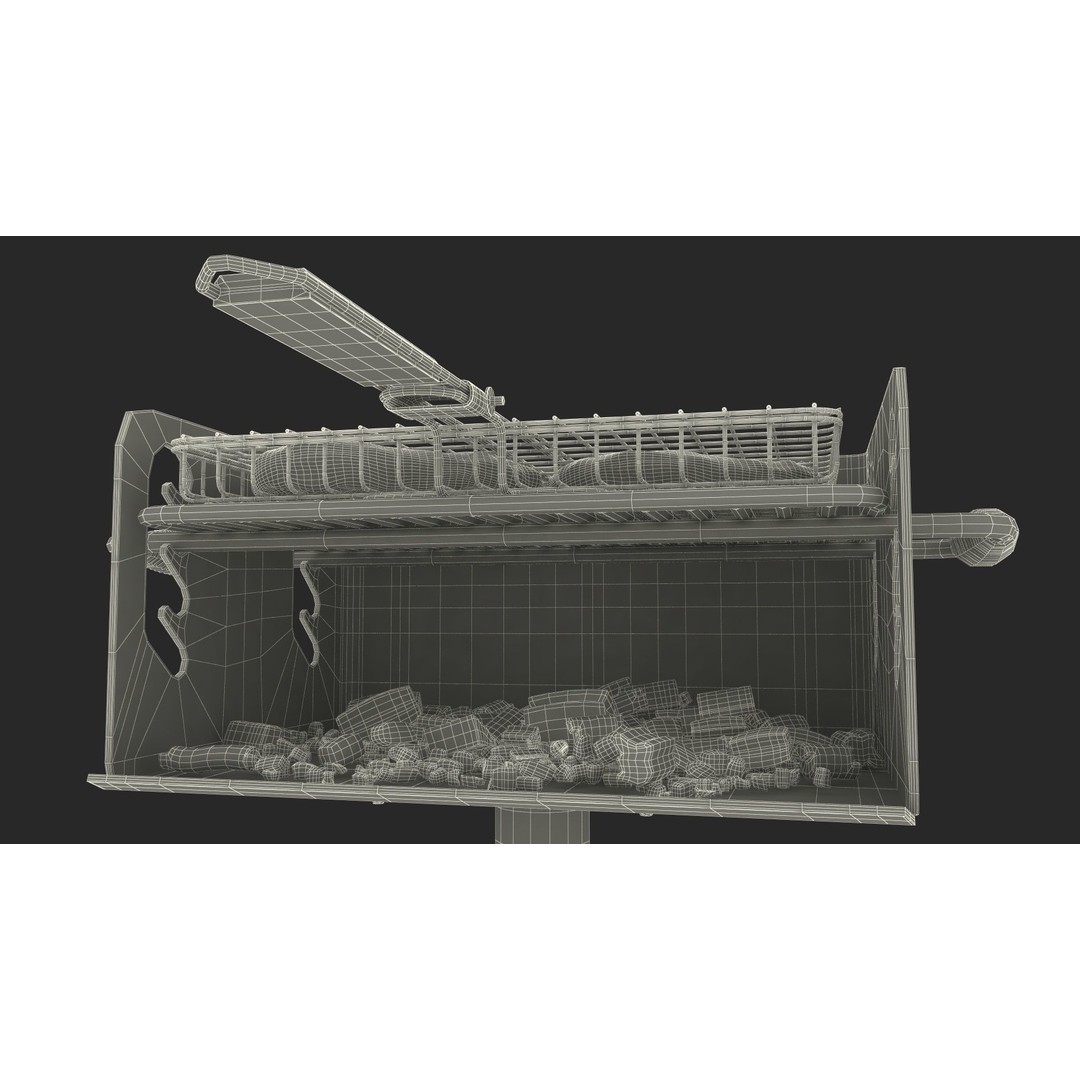 Charcoal Grill 3D Model – PBR Barbecue Tool with Burger Patties - View 35
