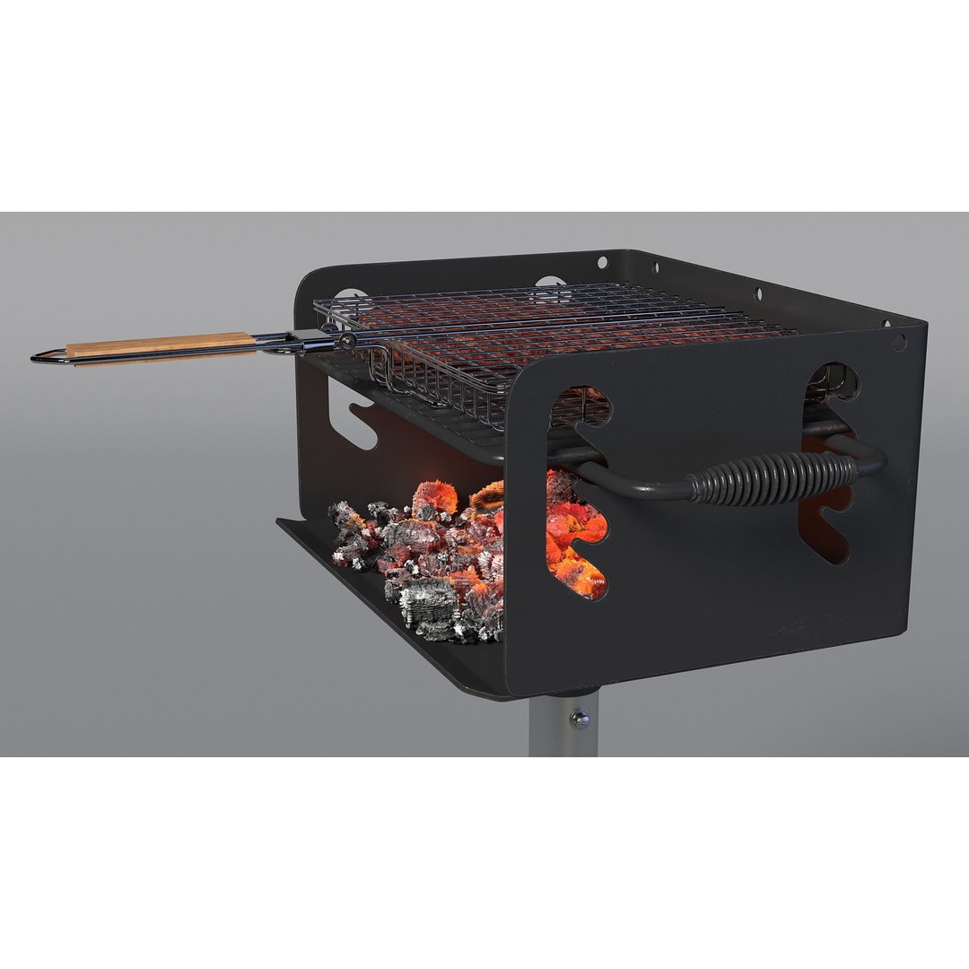 Charcoal Grill 3D Model – PBR Barbecue Tool with Burger Patties - View 6