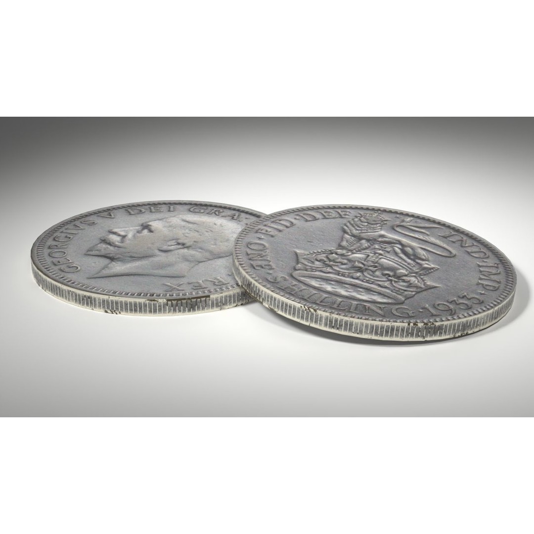 Old Shilling 3D Model – Low Poly PBR Coin Asset, FBX & OBJ - View 10