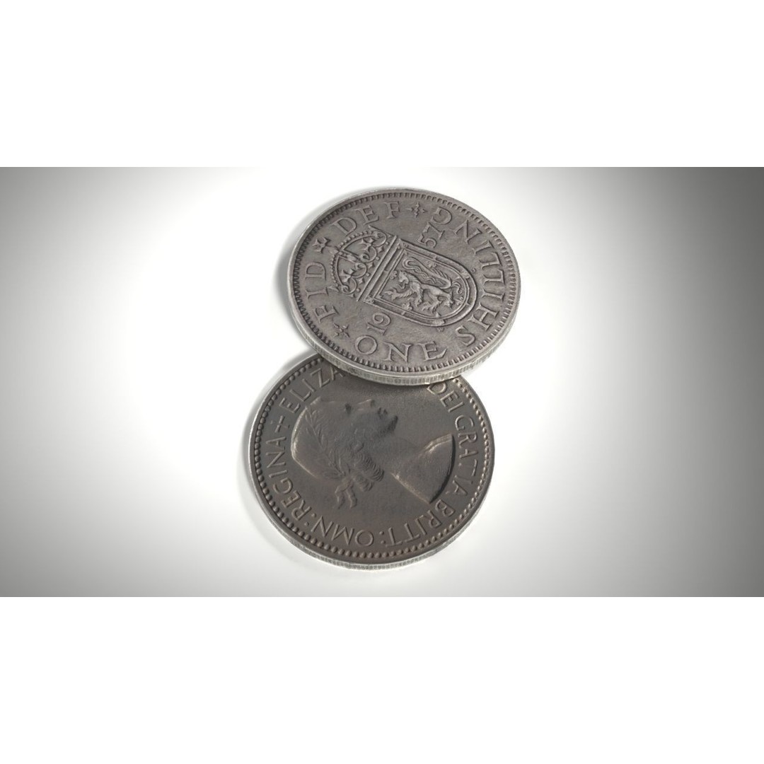 Old Shilling 3D Model – Low Poly PBR Coin Asset, FBX & OBJ - View 11