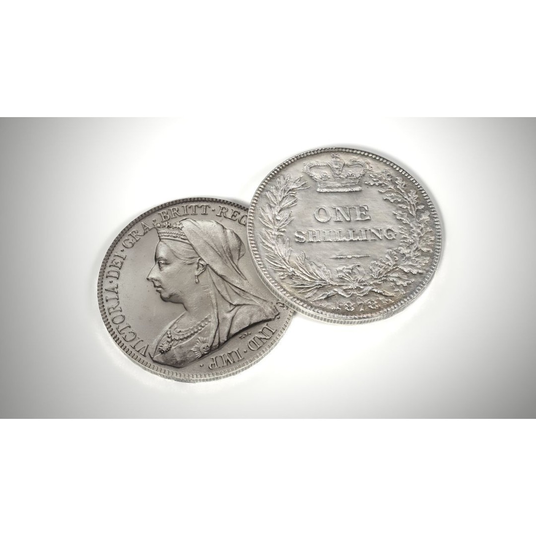 Old Shilling 3D Model – Low Poly PBR Coin Asset, FBX & OBJ - View 4