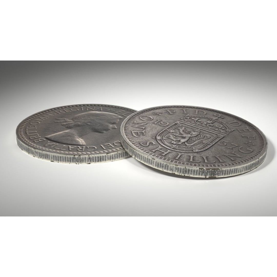 Old Shilling 3D Model – Low Poly PBR Coin Asset, FBX & OBJ - View 7