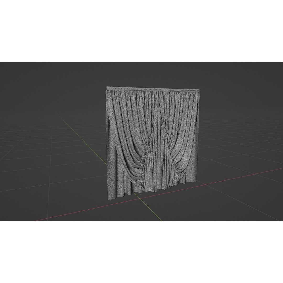 Curtain 3D Model – Low Poly Silk Drape with PBR Textures, FBX