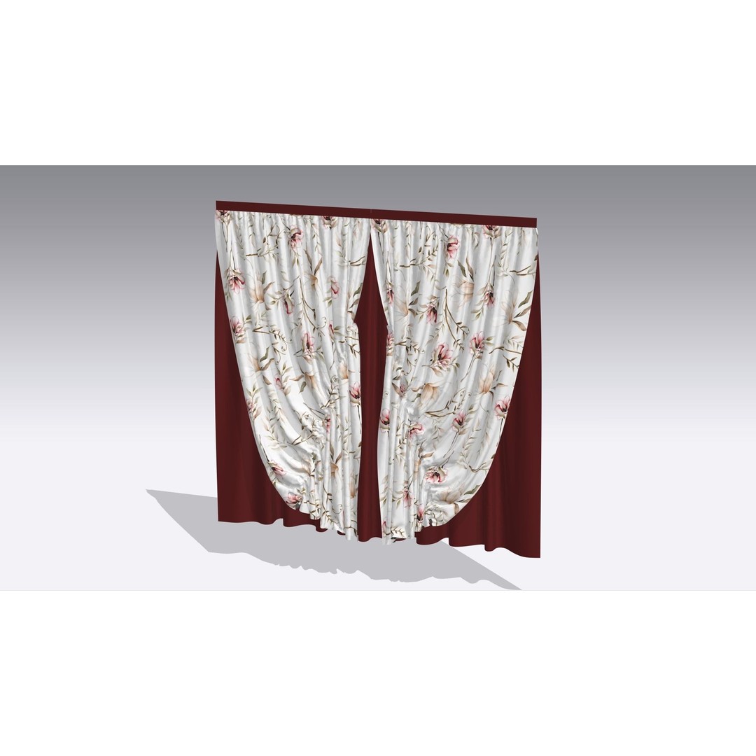Curtain 3D Model – Low Poly Silk Drape with PBR Textures, FBX - View 4