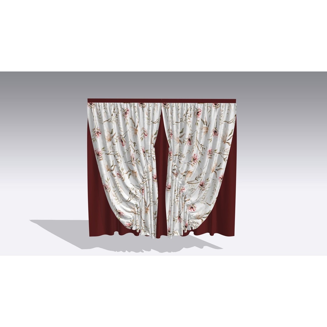 Curtain 3D Model – Low Poly Silk Drape with PBR Textures, FBX - View 5
