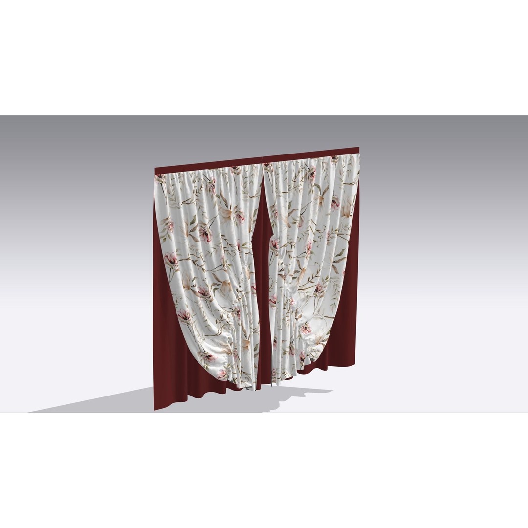 Curtain 3D Model – Low Poly Silk Drape with PBR Textures, FBX - View 6