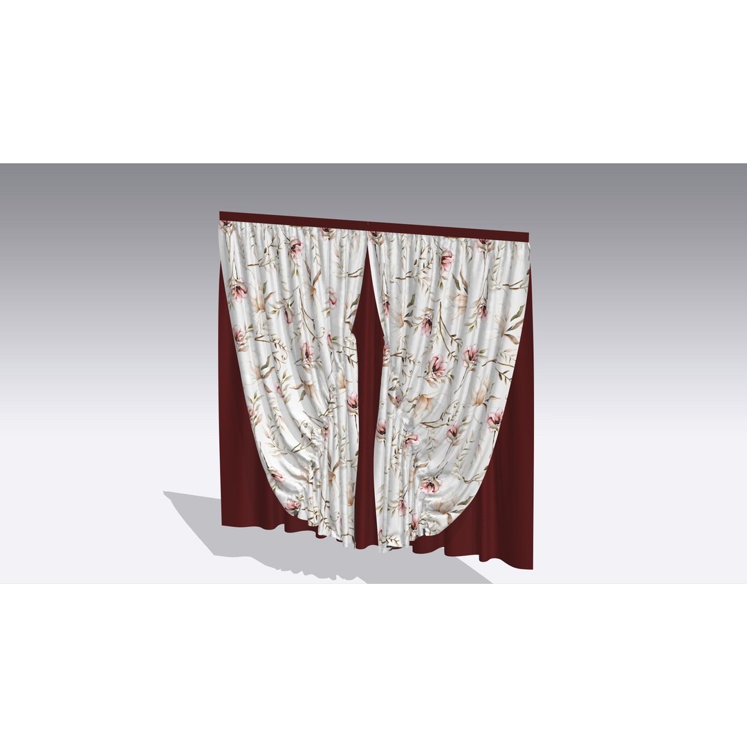 Curtain 3D Model – Low Poly Silk Drape with PBR Textures, FBX - View 7