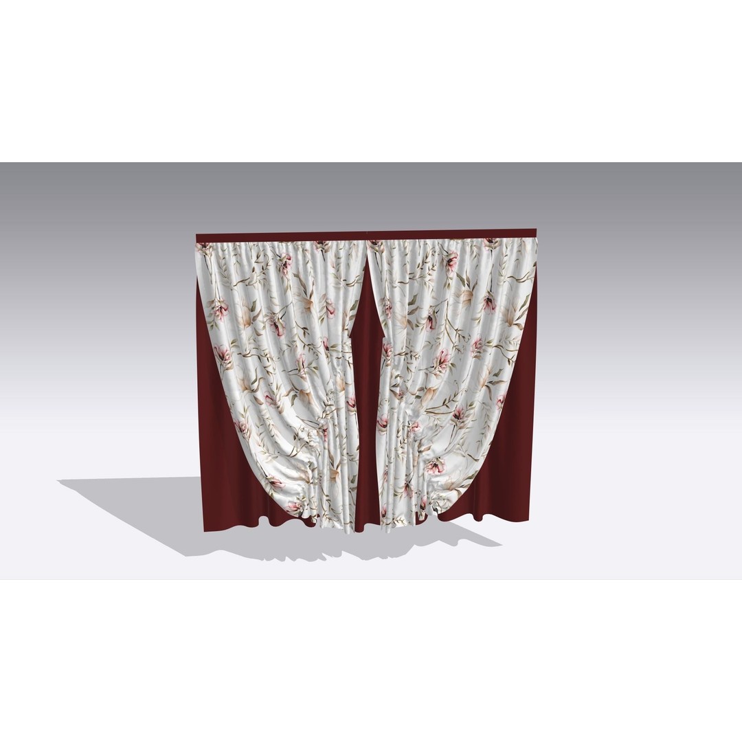 Curtain 3D Model – Low Poly Silk Drape with PBR Textures, FBX - View 8