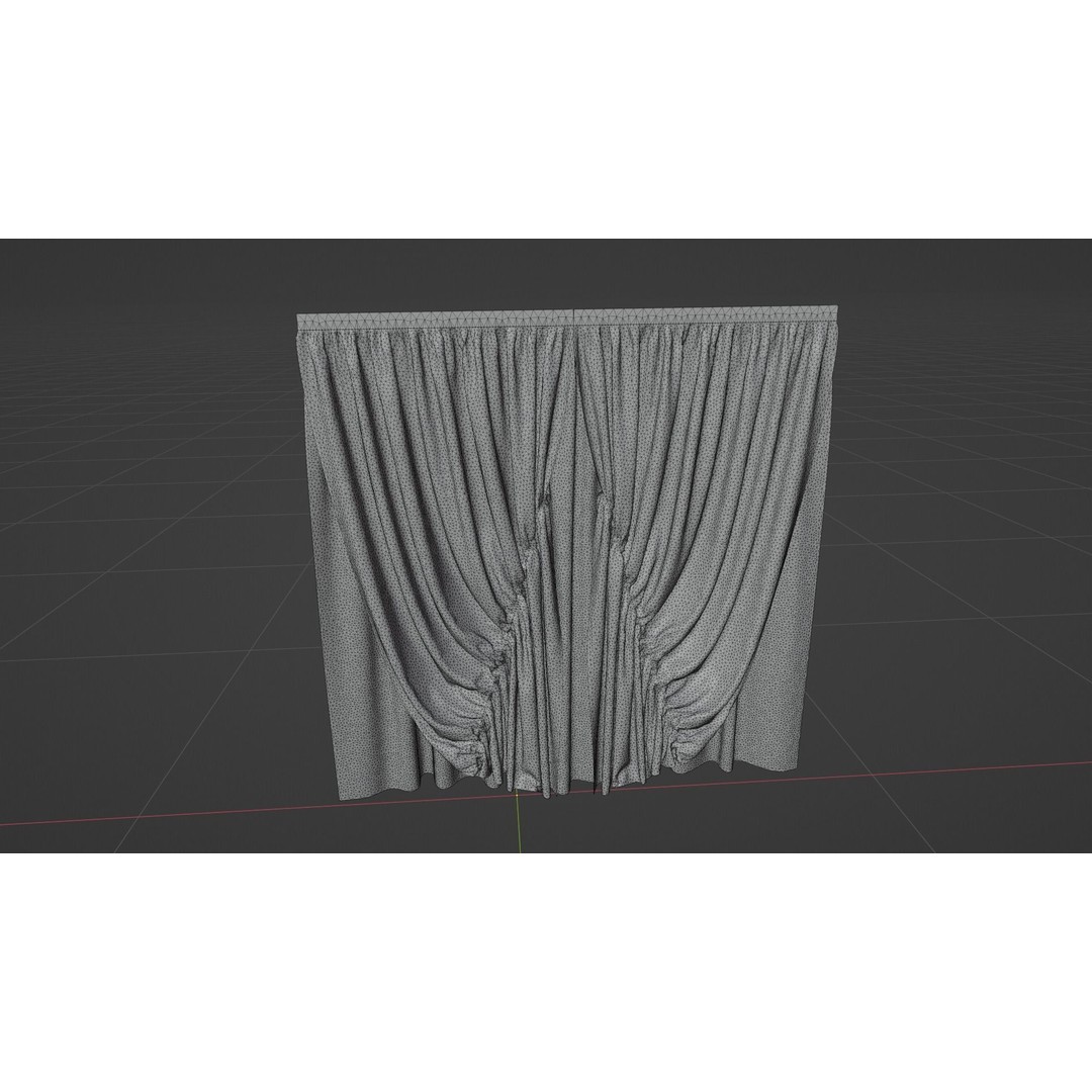 Curtain 3D Model – Low Poly Silk Drape with PBR Textures, FBX - View 9