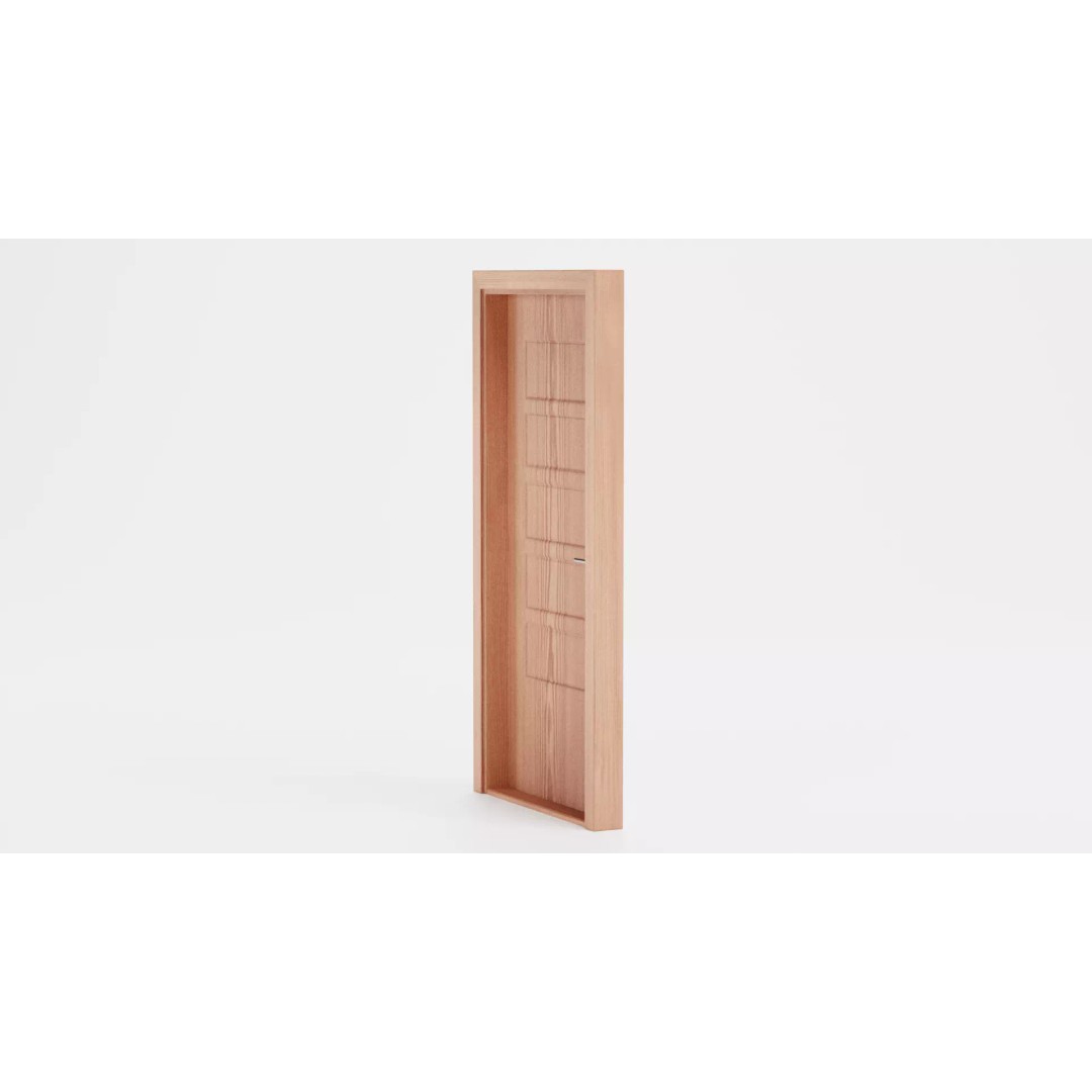 Interior Door 3D Model – Complete Wooden Frame with Hardware - View 5