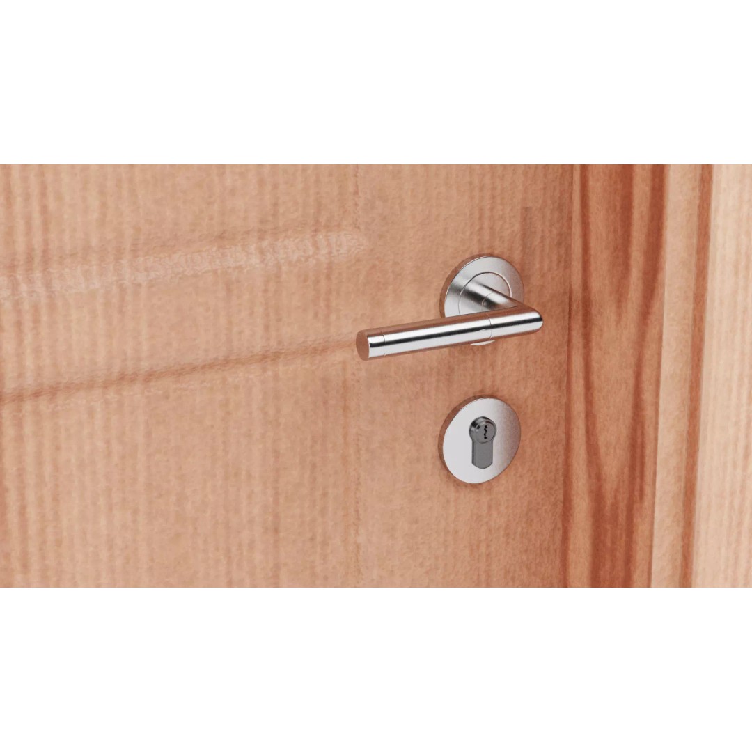 Interior Door 3D Model – Complete Wooden Frame with Hardware - View 8