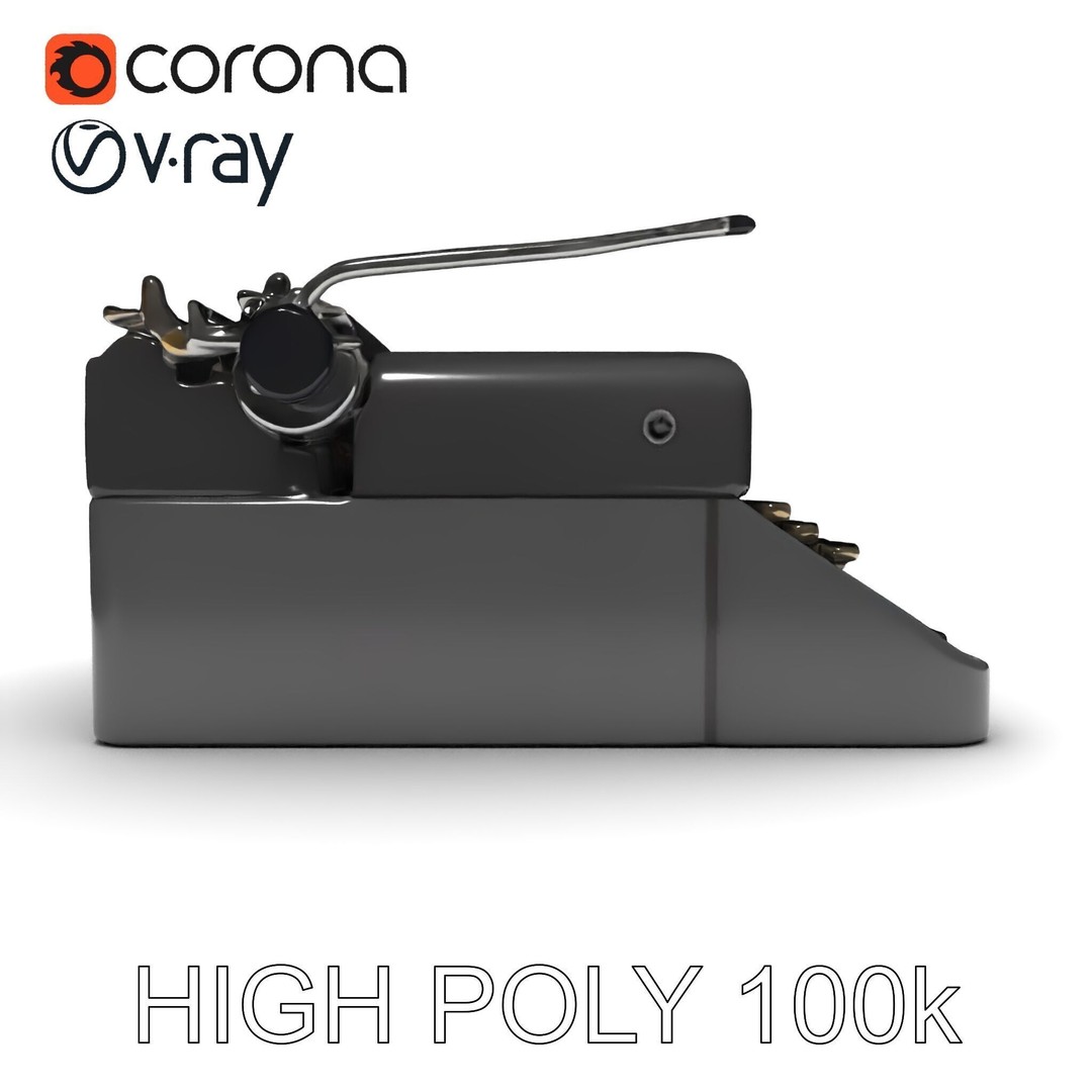 Vintage Typewriter 3D Model – Low Poly Game Asset, FBX, PBR Textures