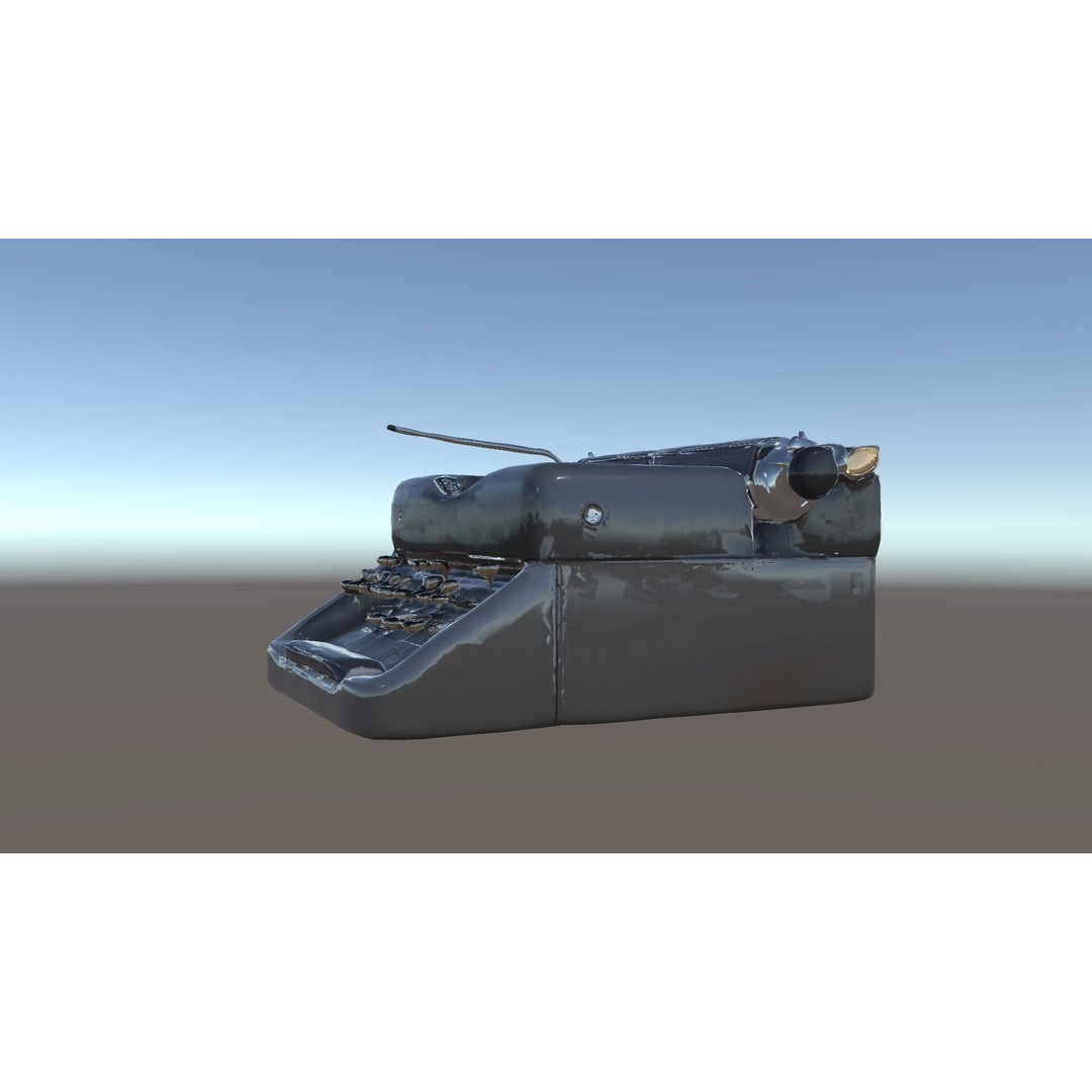 Vintage Typewriter 3D Model – Low Poly Game Asset, FBX, PBR Textures - View 10
