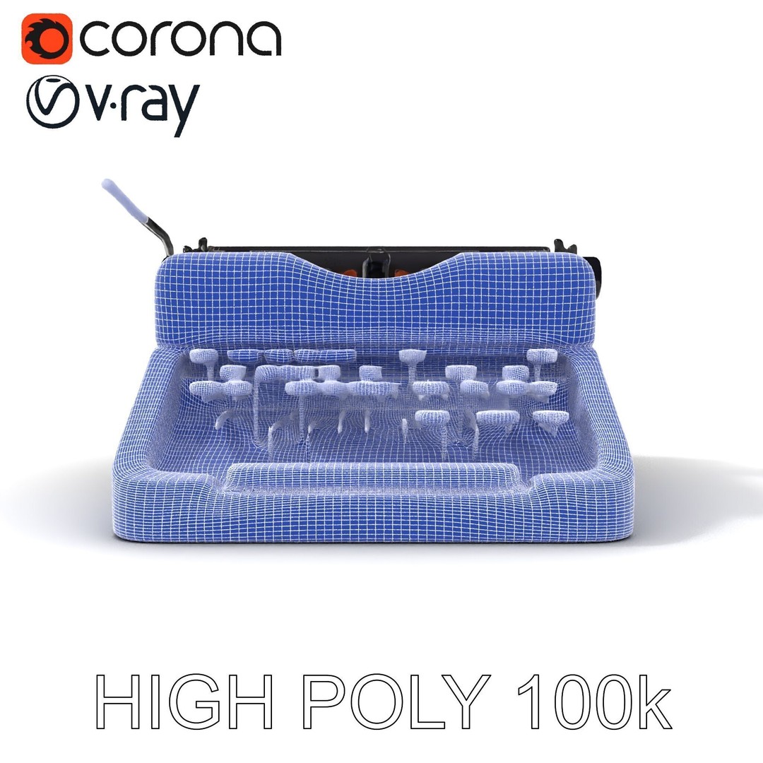 Vintage Typewriter 3D Model – Low Poly Game Asset, FBX, PBR Textures - View 12