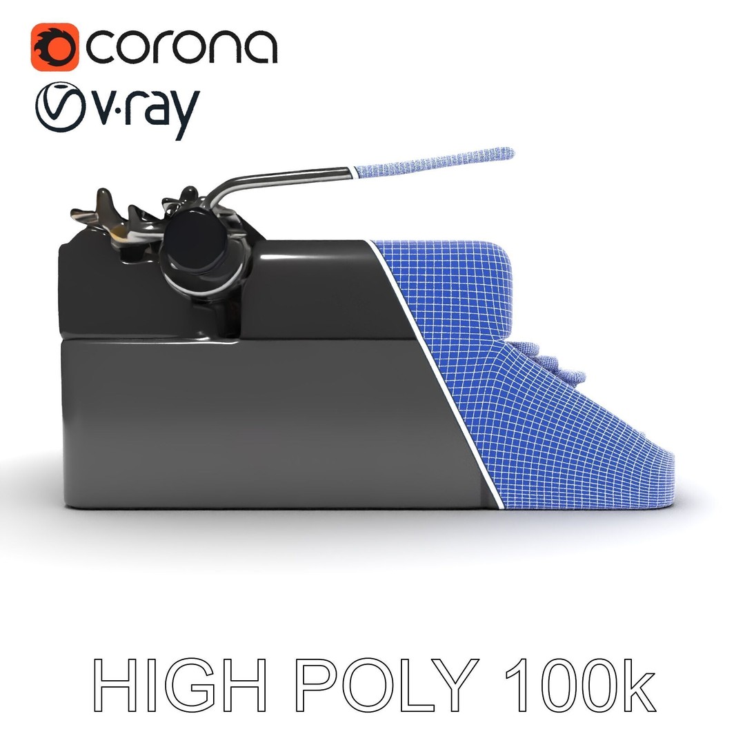 Vintage Typewriter 3D Model – Low Poly Game Asset, FBX, PBR Textures - View 15