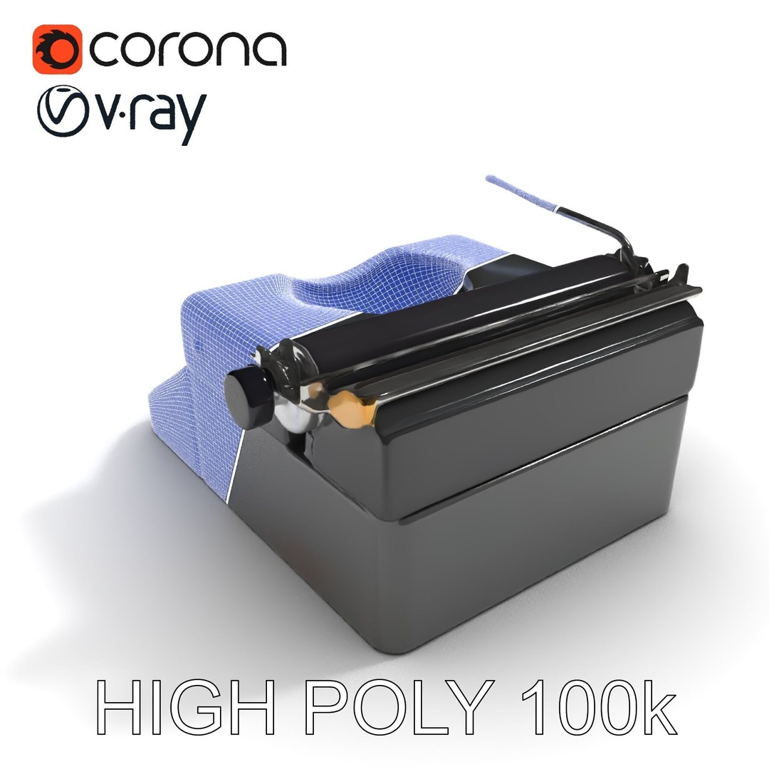 Vintage Typewriter 3D Model – Low Poly Game Asset, FBX, PBR Textures - View 18