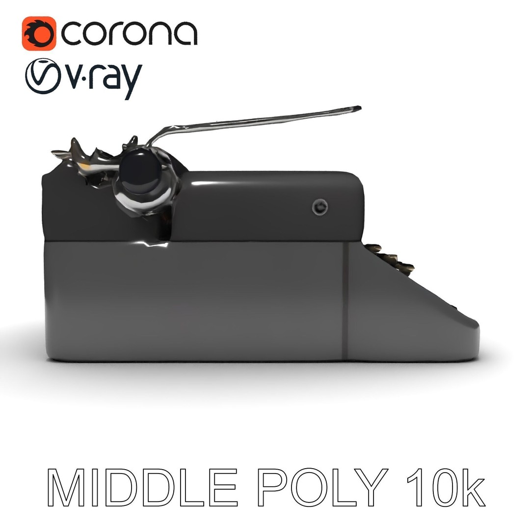 Vintage Typewriter 3D Model – Low Poly Game Asset, FBX, PBR Textures - View 19