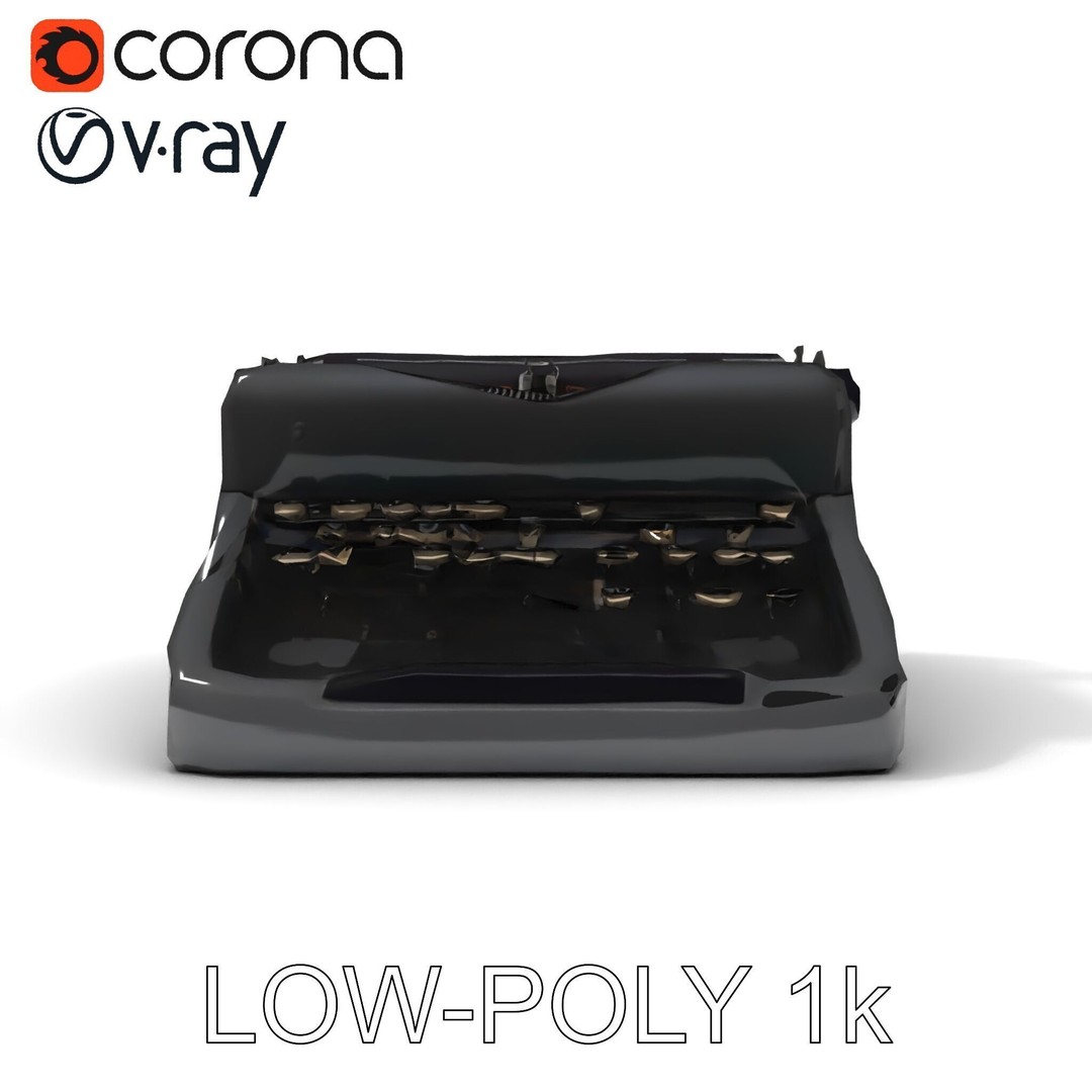 Vintage Typewriter 3D Model – Low Poly Game Asset, FBX, PBR Textures - View 20
