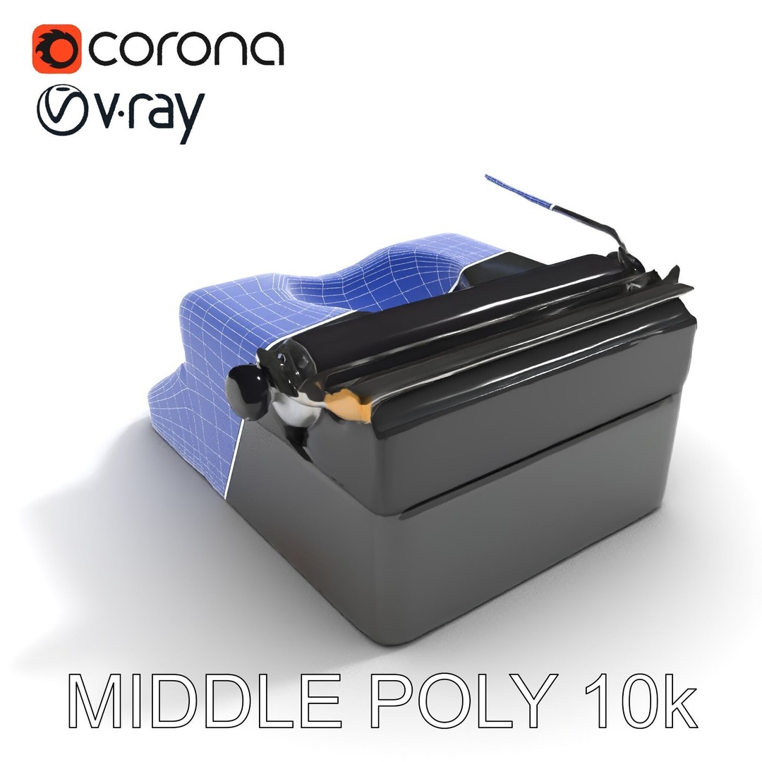 Vintage Typewriter 3D Model – Low Poly Game Asset, FBX, PBR Textures - View 21
