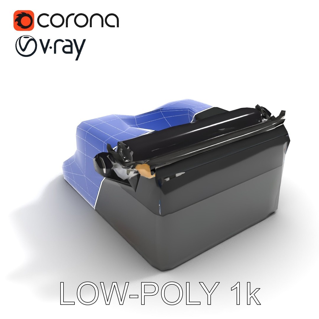 Vintage Typewriter 3D Model – Low Poly Game Asset, FBX, PBR Textures - View 24