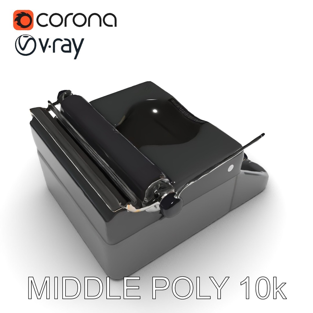 Vintage Typewriter 3D Model – Low Poly Game Asset, FBX, PBR Textures - View 26