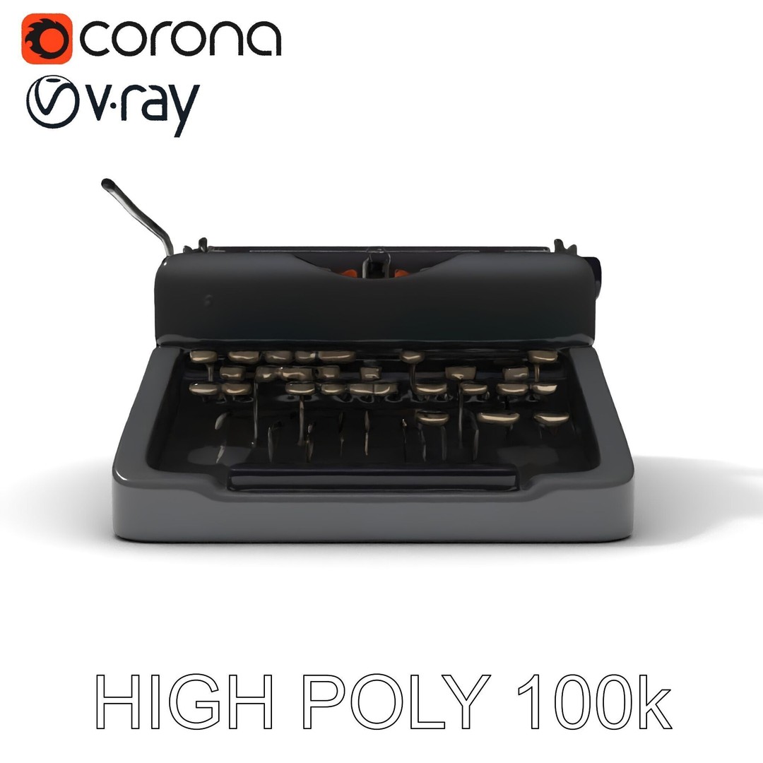Vintage Typewriter 3D Model – Low Poly Game Asset, FBX, PBR Textures - View 28