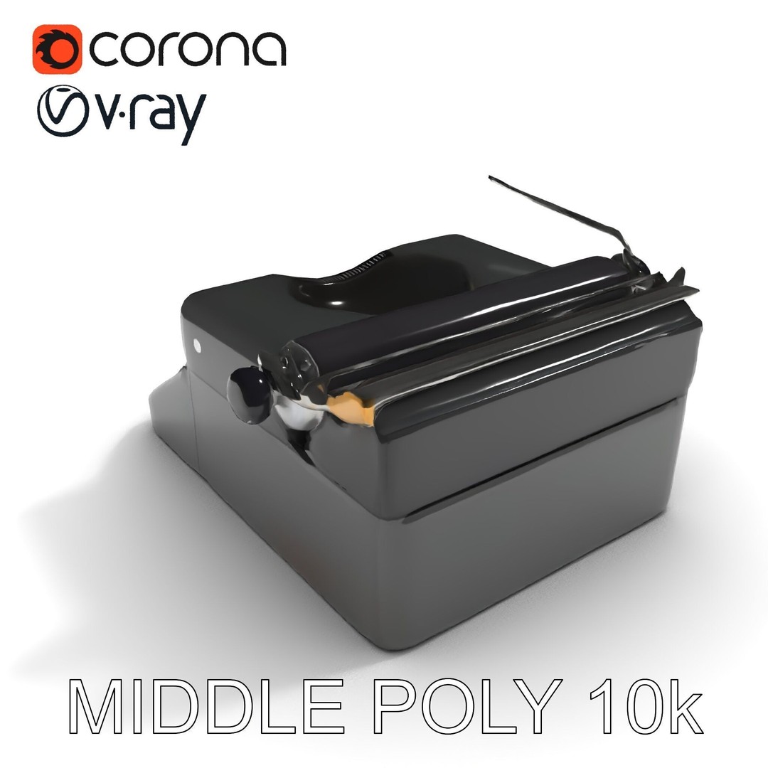 Vintage Typewriter 3D Model – Low Poly Game Asset, FBX, PBR Textures - View 29