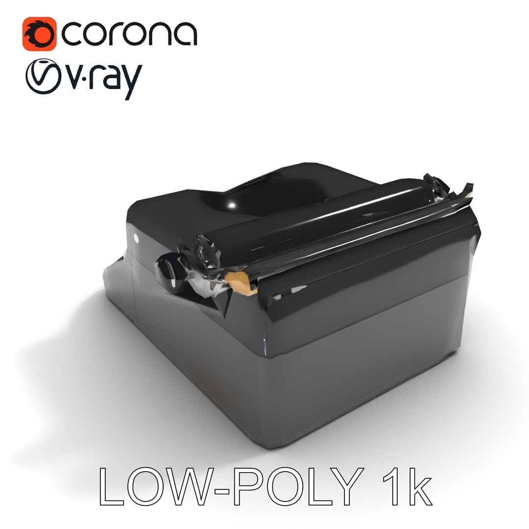 Vintage Typewriter 3D Model – Low Poly Game Asset, FBX, PBR Textures - View 30