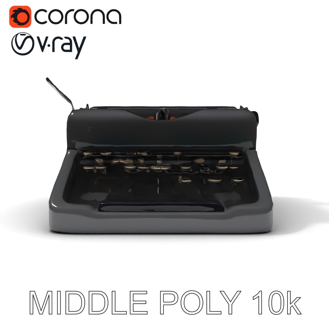 Vintage Typewriter 3D Model – Low Poly Game Asset, FBX, PBR Textures - View 32