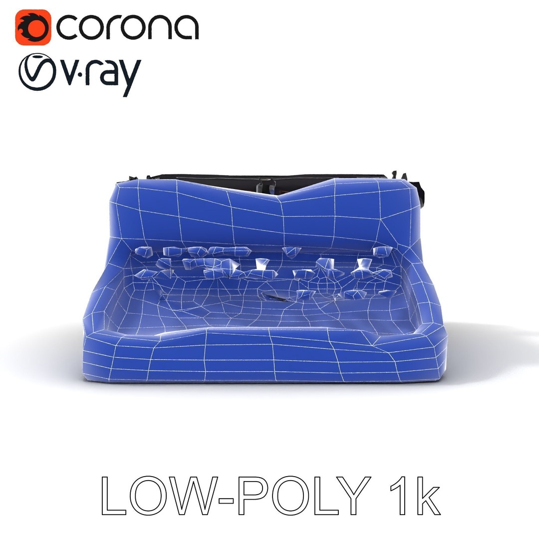 Vintage Typewriter 3D Model – Low Poly Game Asset, FBX, PBR Textures - View 33