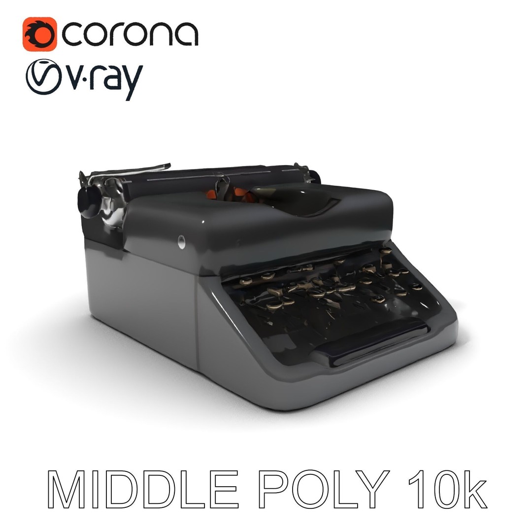 Vintage Typewriter 3D Model – Low Poly Game Asset, FBX, PBR Textures - View 34