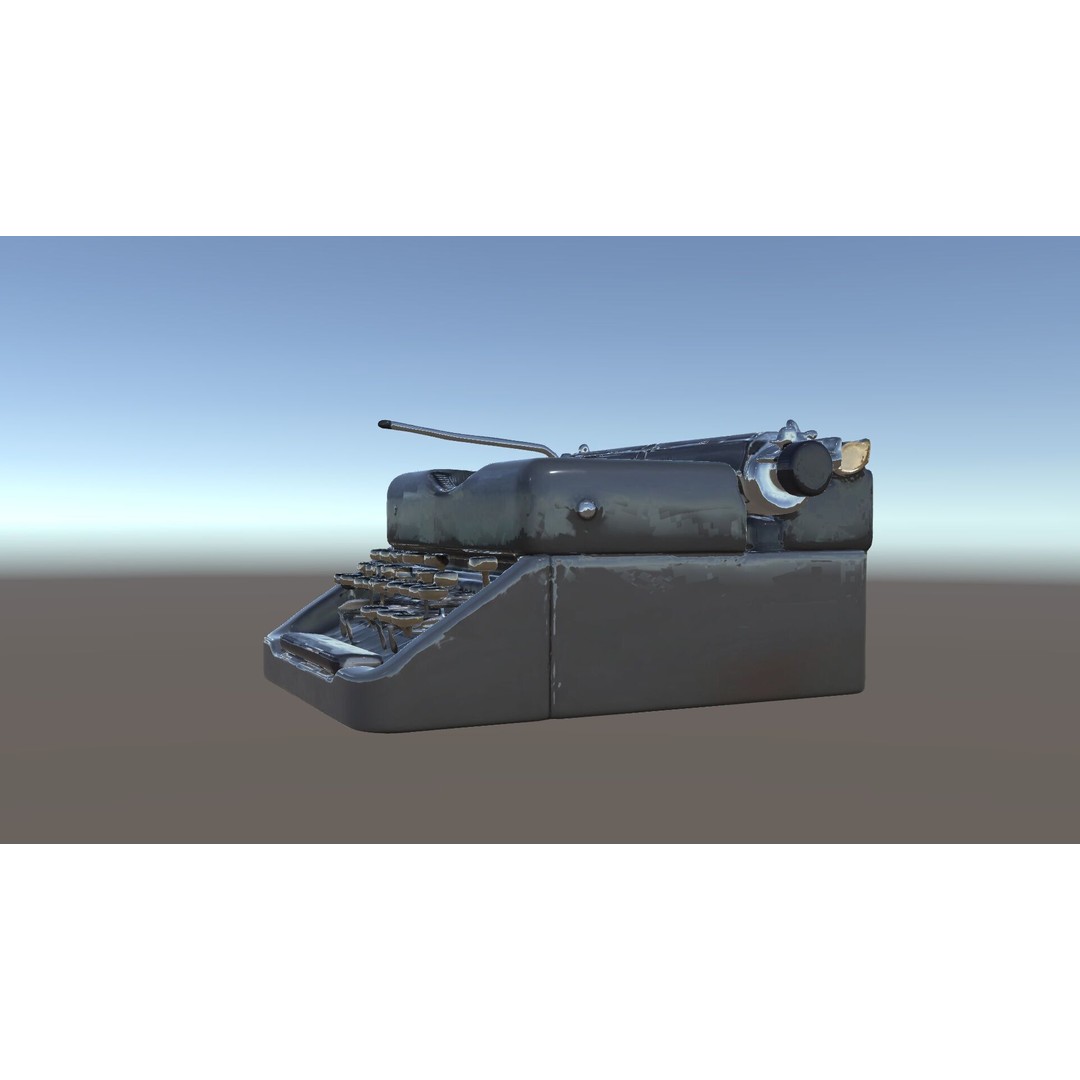 Vintage Typewriter 3D Model – Low Poly Game Asset, FBX, PBR Textures - View 6