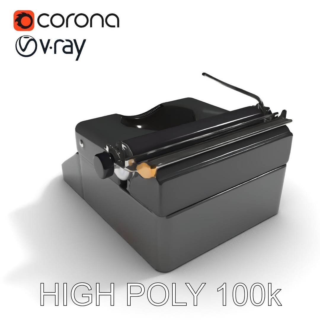 Vintage Typewriter 3D Model – Low Poly Game Asset, FBX, PBR Textures - View 9