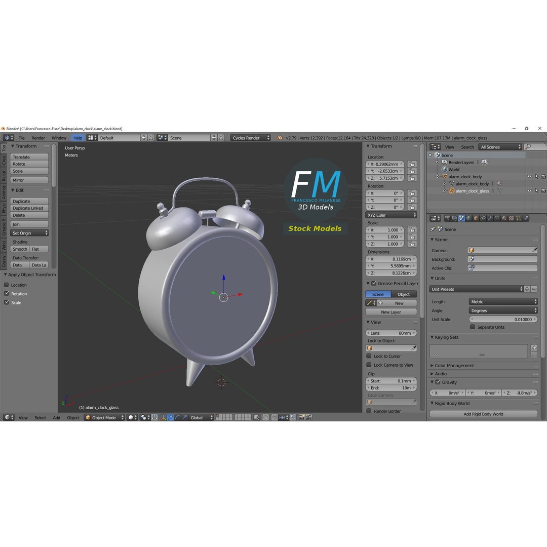 Alarm Clock 3D Model – PBR Interior Asset, FBX & OBJ Formats - View 10