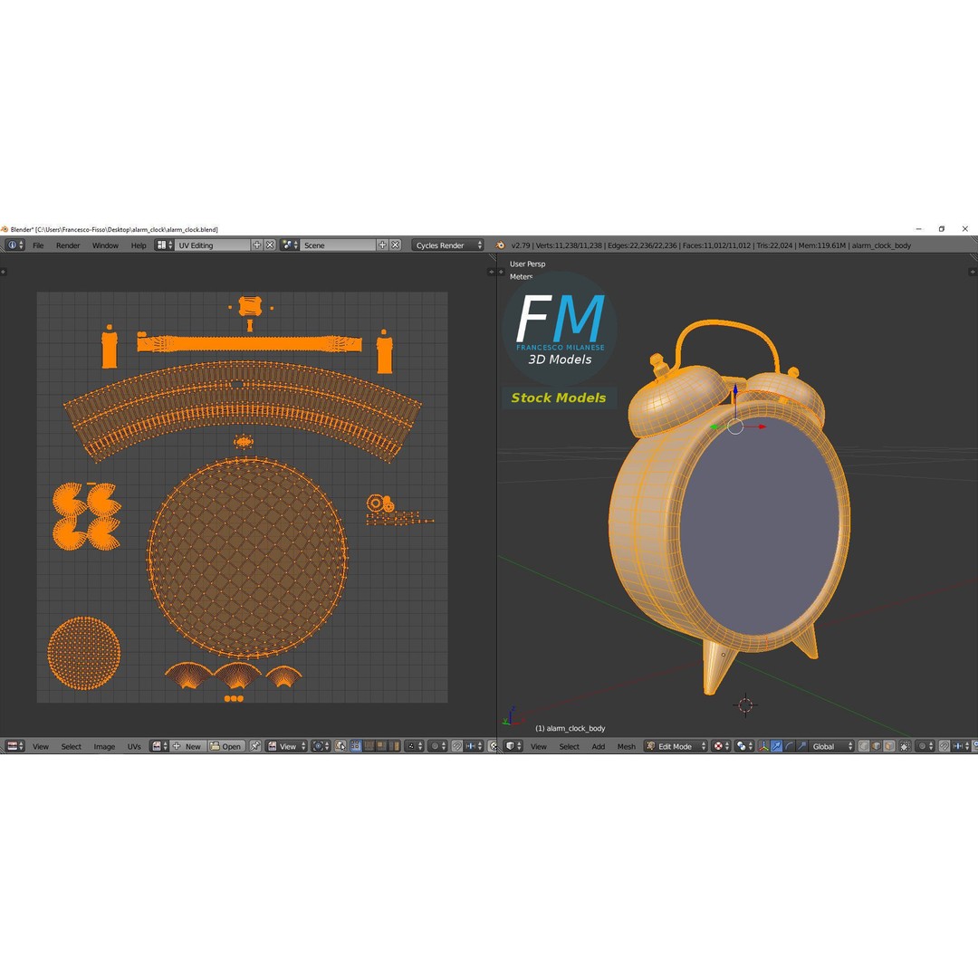 Alarm Clock 3D Model – PBR Interior Asset, FBX & OBJ Formats - View 11