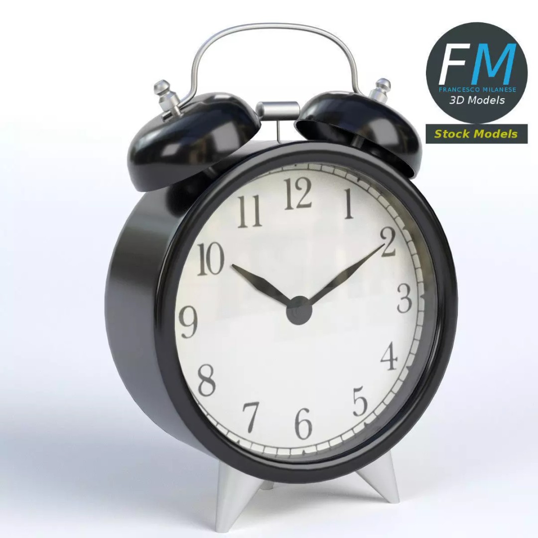 Alarm Clock 3D Model – PBR Interior Asset, FBX & OBJ Formats - View 2